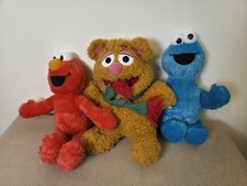 Sesame Street Plush Lot of 3 Elmo Cookie Monster Rare Baby Bear Stuffed 8"-10"