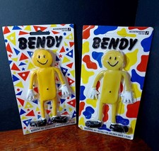* RARE* Original Smiley Bendy Figures 2 Different Backs (Accoutrements for Fun)