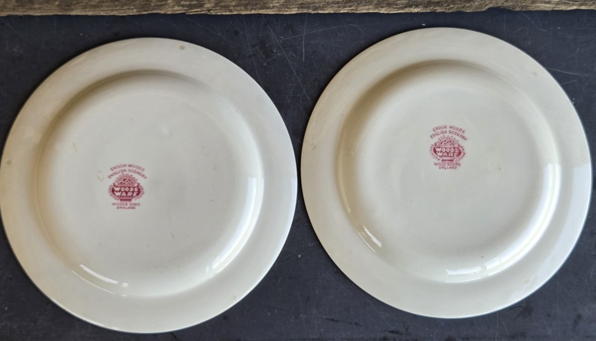 Pair of Vintage Enoch Wood English Scenery Woods Ware 9