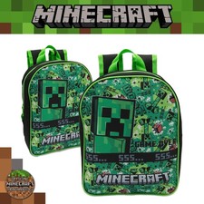 Minecraft Kids Backpack Childrens School Bag with Creeper & TNT Design Ages 3-8