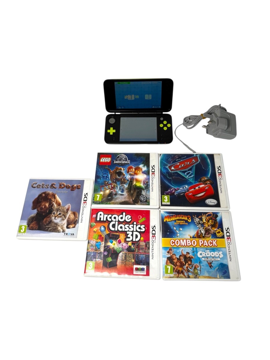 New Nintendo 2DS XL Black and Lime Green Bundle With Games