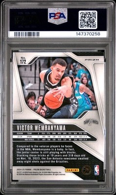 PSA 10 2024 PANINI PRIZM 172 VICTOR WEMBANYAMA CRACKED ICE PINK