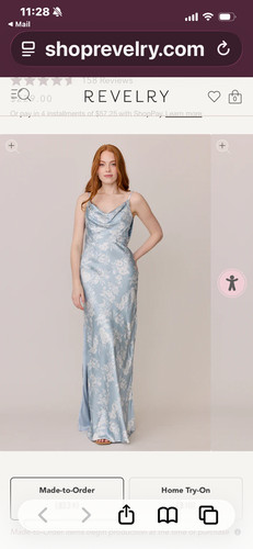 Revelry Nadia Satin Floral Print Dress in Sky Blue Bouquet Size 2