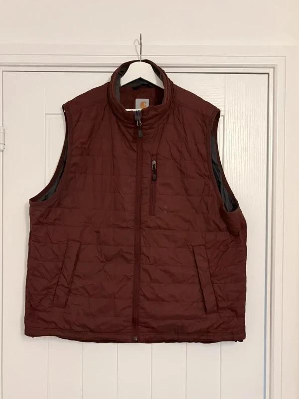 Men's Unisex Authentic Carhartt Gilliam Insulated Vest/Gilet - Brown/Maroon - XL