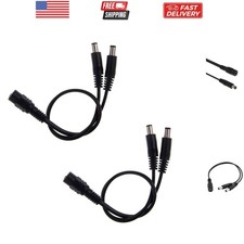 Black DC Power Splitter Cable 1 Female to 2 Male - Ideal for CCTV  Lighting