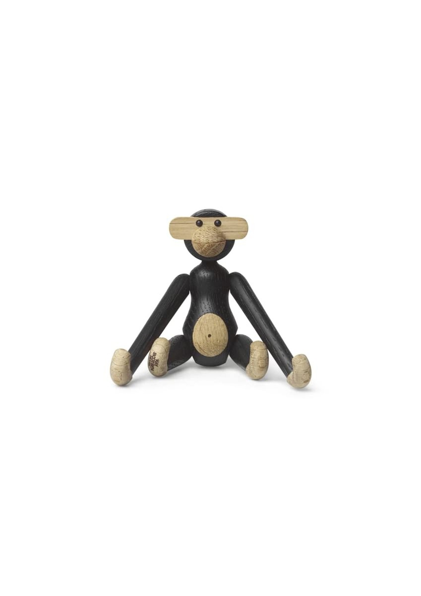 置物 Kay Bojesen Wooden Monkey small 70 AR Kay Bojesen Monkey Mini Wooden Figurines, Dark Stained Oak, 3.7