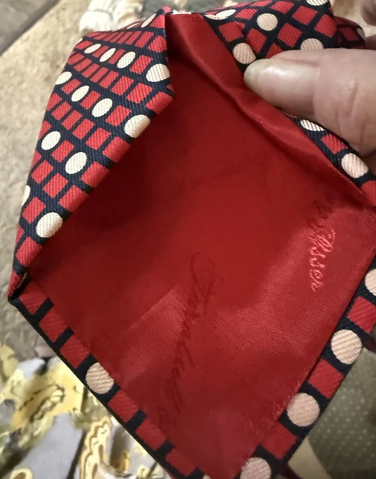 Antigo 2 Novo sem etiquetas Turnbull & Asser Gravatas Masculinas 100% Seda Quadrados e Pontos País de Gales Londres - Imagem 4 de 4