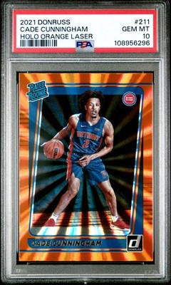 2021 PANINI DONRUSS HOLO ORANGE LASER #211 CADE CUNNINGHAM PSA 10