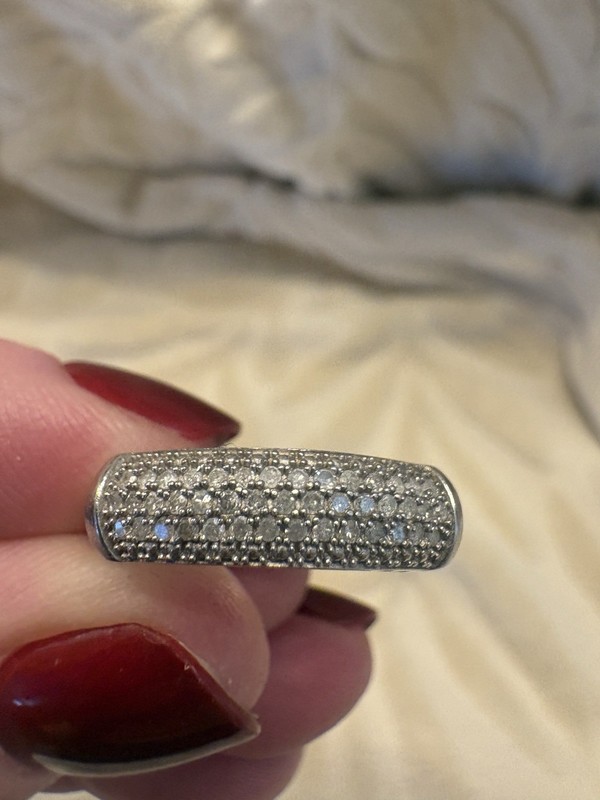 Diamond Band Ring In Platinum Over Sterling Silver Size 8