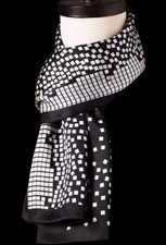 100 Silk men women Scarf satin neckerchief Wrap long plaid black white MY113-21