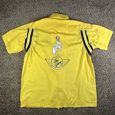 Vintage 50s 60s Marilyn Monroe Bowling Shirt Size L Button Up Ringer