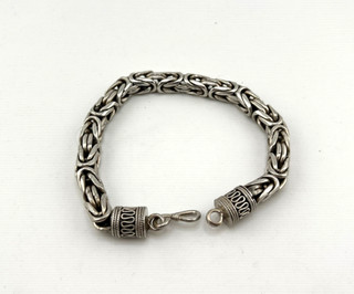 Vintage Byzantine chain bracelet 925 Sterling silver men's heavy solid 67 grams