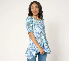 LOGO by Lori Goldstein Women's Top Sz L Rayon 230 Knit Multi-colored A693725