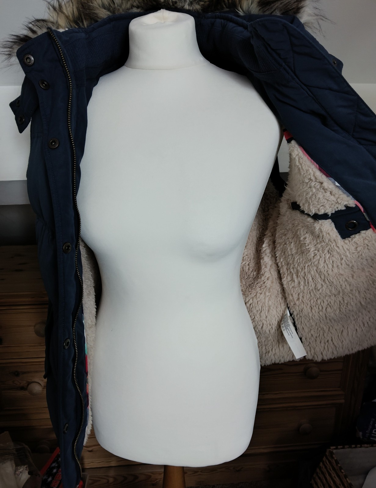 Fat Face Womens *DOWN & FEATHER* Hooded Padded Gilet Size 12 Blue BNWOT image 5