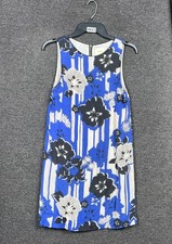Maeve by Anthropologie Silk Floral Mini Shift Dress Womens Sz 2 Blue Sleeveless