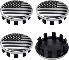 4PCS 63mm 2.5 inch Silver Black American Flag Hub Center Caps for Dodge Ram