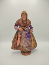Santon de Provence, Terre cuite, Femme au parapluie, Signé S. Jouglas