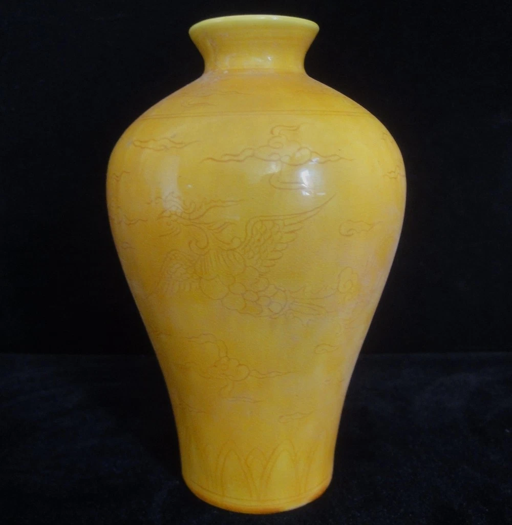 黄色中国古董花瓶| eBay