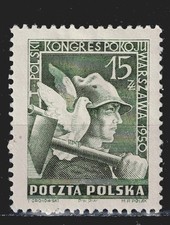 Poland Underground Coal Miner and Pigeon stamp 1950 MLH AA