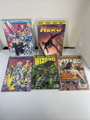 VINTAGE 92-94 LOT OF 5 WIZARD MAGAZINE THE GUIDE TO COMICS 6,12,14,37  & 146 VGC