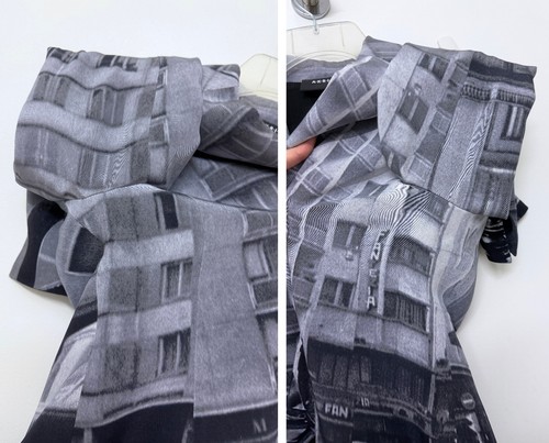 Akris Bloom Magnet Photo Print Jacket Silk Blazer Apartment Building Gray 10 - Picture 13 of 15