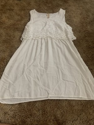 Faded Glory Girls White Sleeveless Eyelet A-Line Lined Dress XXL (20)