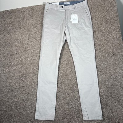 John Henric Soho Beige Chinos Mens 32 Slim Fit Cotton Stretch Pants CHP1D NEW