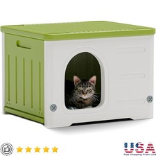 Outdoor Cat House Windproof Waterproof Stackable Easy Assembly Spacious Design