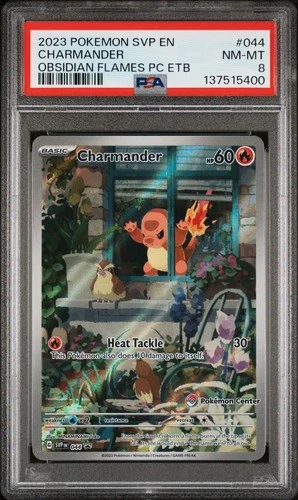 2023 POKEMON OBSIDIAN FLAMES POKEMON CENTER ETB PROMO #044 CHARMANDER PSA 8