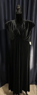 Rena Rowan Dress - Black Velvet Sleeveless Dress - Size 16