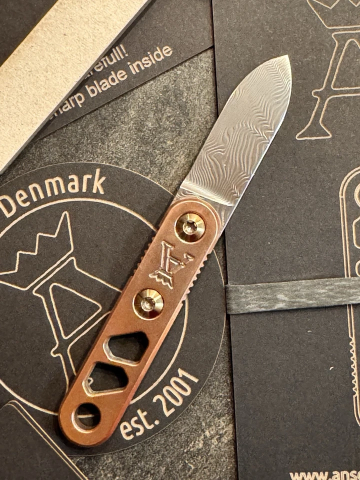 Jens Anso Ansø Of Denmark Astra Damasteel Kupfer Fixed Messer - Bild 3 von 4