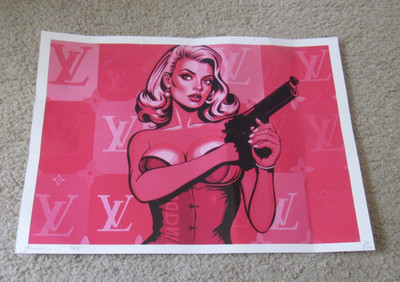 2024 Pop Art Graphic Print Signed, Death NYC, woman, tribute to Louis Vuitton
