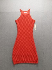 Eliza J Women Midi Dress S Red Crochet Knit Bodycon Halter Sleeveless Summer