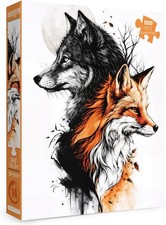 Wolf Fox Art 1000 Pc Jigsaw Puzzle, Brand New-Sealed Box 