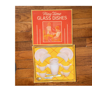 Glass Dishes Pretend Play Toy Dish Set with Box