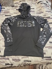 Nike Men's Camo Swoosh Logo Black  Gray Sweat Shirt w/Hoodie Sz L Therma Fit
