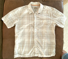 Quiksilver Waterman Collection Beige Pla Comfort Button Beach Shirt Mens Size M