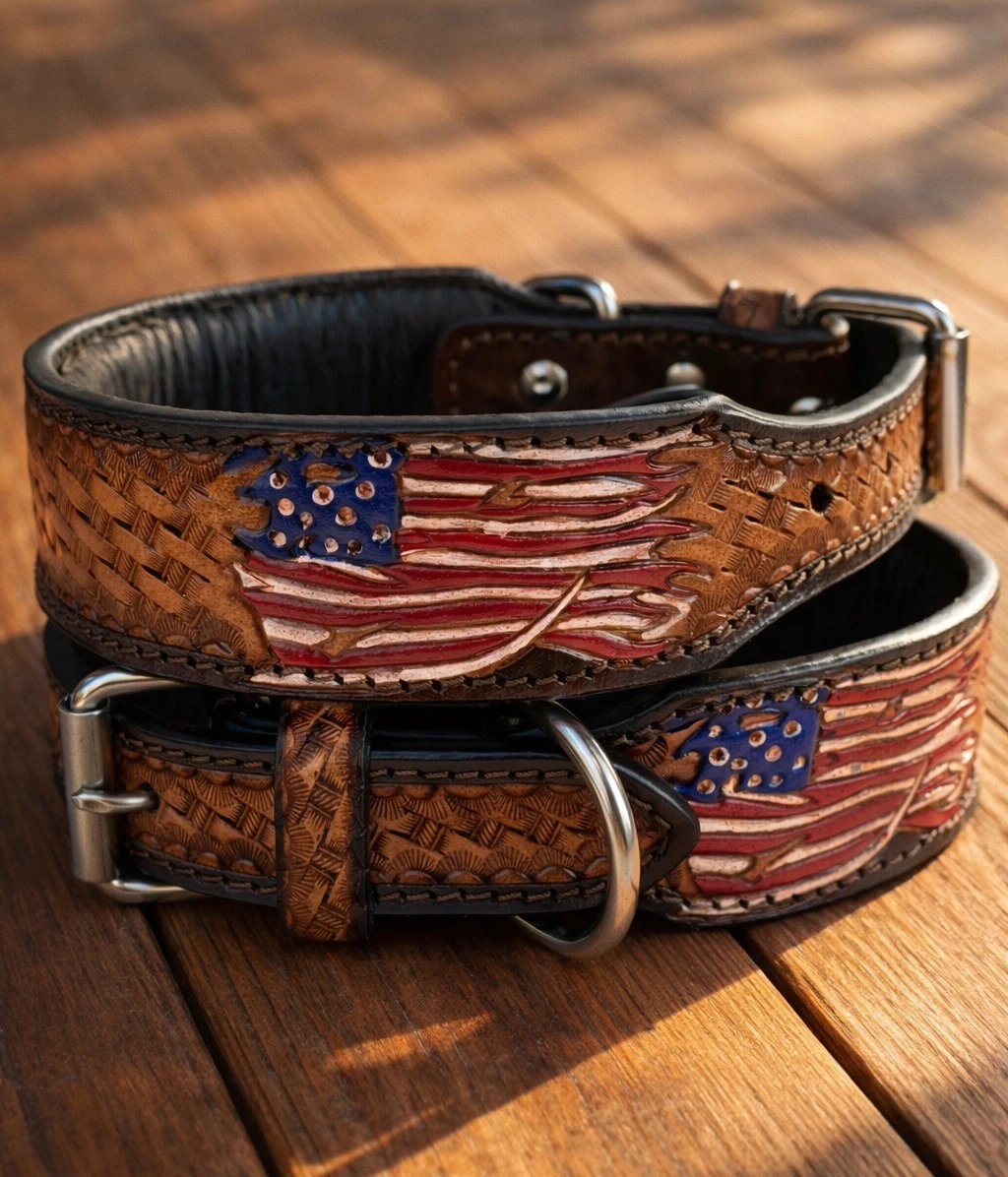 Western Leather Handmade Pet Dog Collar Heavy Duty Hand Tooled Adjustable
Opens in a new window or t