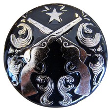 C-TY08 Set Of 8 Screw Back Concho Cross Guns Silver Round Saddle Horse 1.5 In