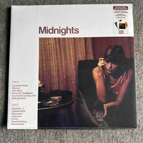 Taylor Swift SIGNED Midnights Blood Moon Marbled Vinyl Autograph Insert SEALED