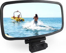 Boat Mirror, 7" X 14" Boat Rear View Mirror, Compatible with 3/4"-1" Windshield