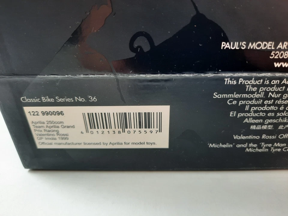MINICHAMPS Aprilia 250 #46 Valentino Rossi Gp Imola 1999 1/12 122990096 - Bild 4 von 4