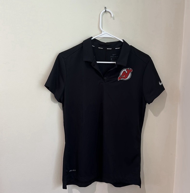Nike Golf NJ Devils Women’s Dri-Fit Black Golf Polo Size M