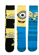 3 Pack Minions Men's 10-13 Crew Socks New