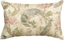 Chinoiserie Flowers Birds Fall Throw Pillow Cover, 12 X 20 Inch