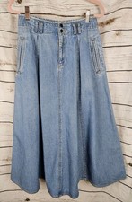 Vintage Lizwear Denim Midi Skirt 6P Boho Western 100 Cotton Prairie