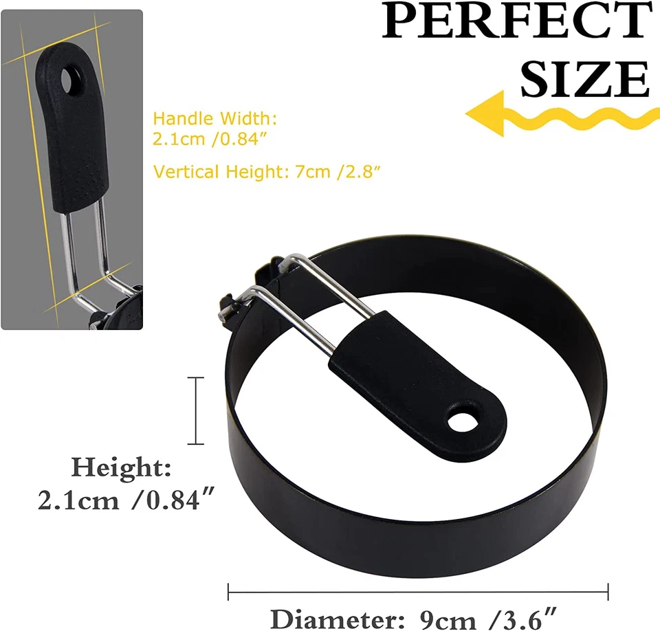 3 Packs 3.5'' Egg Rings Set with Silicone Handle, Stainless Steel Egg Cooking Ri - Image 2 of 4