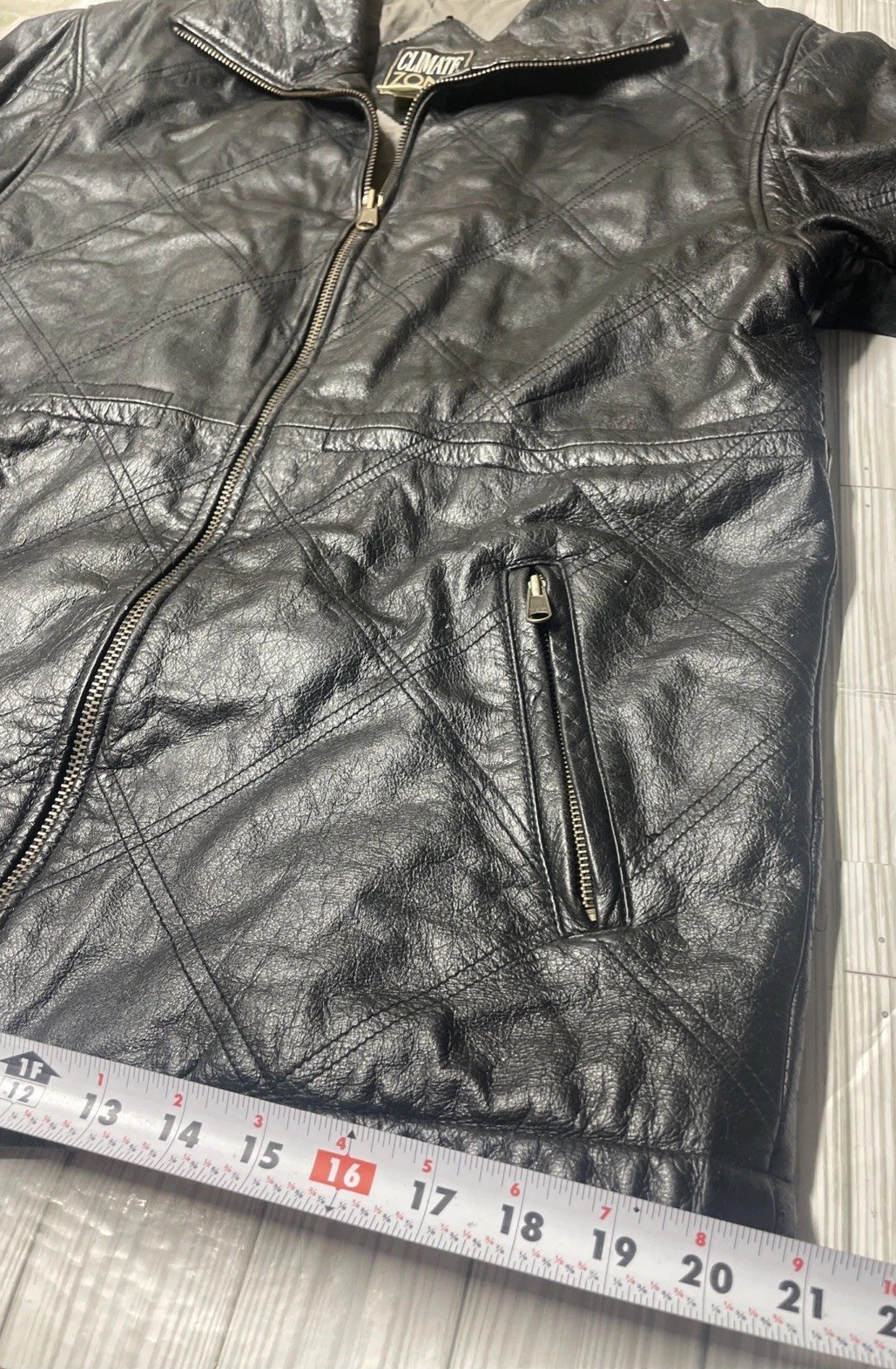 Climate Zone Full Zip Leather Jacket Pockets Blac… - image 4