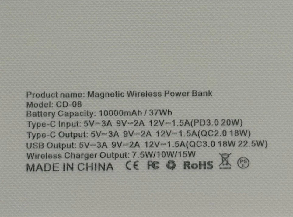 Magnetic Wireless Power Bank Model: CD-08 10000mAh/ 37Wh photo 3