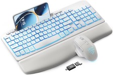 SABLUTE Wireless Keyboard and Mouse Combo - Ergonomic Wave Keyboard with Soft...